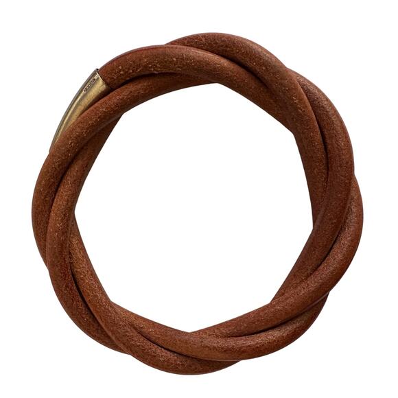 Hermes Brown Leather Tornado Bracelet - Picture 1 of 11